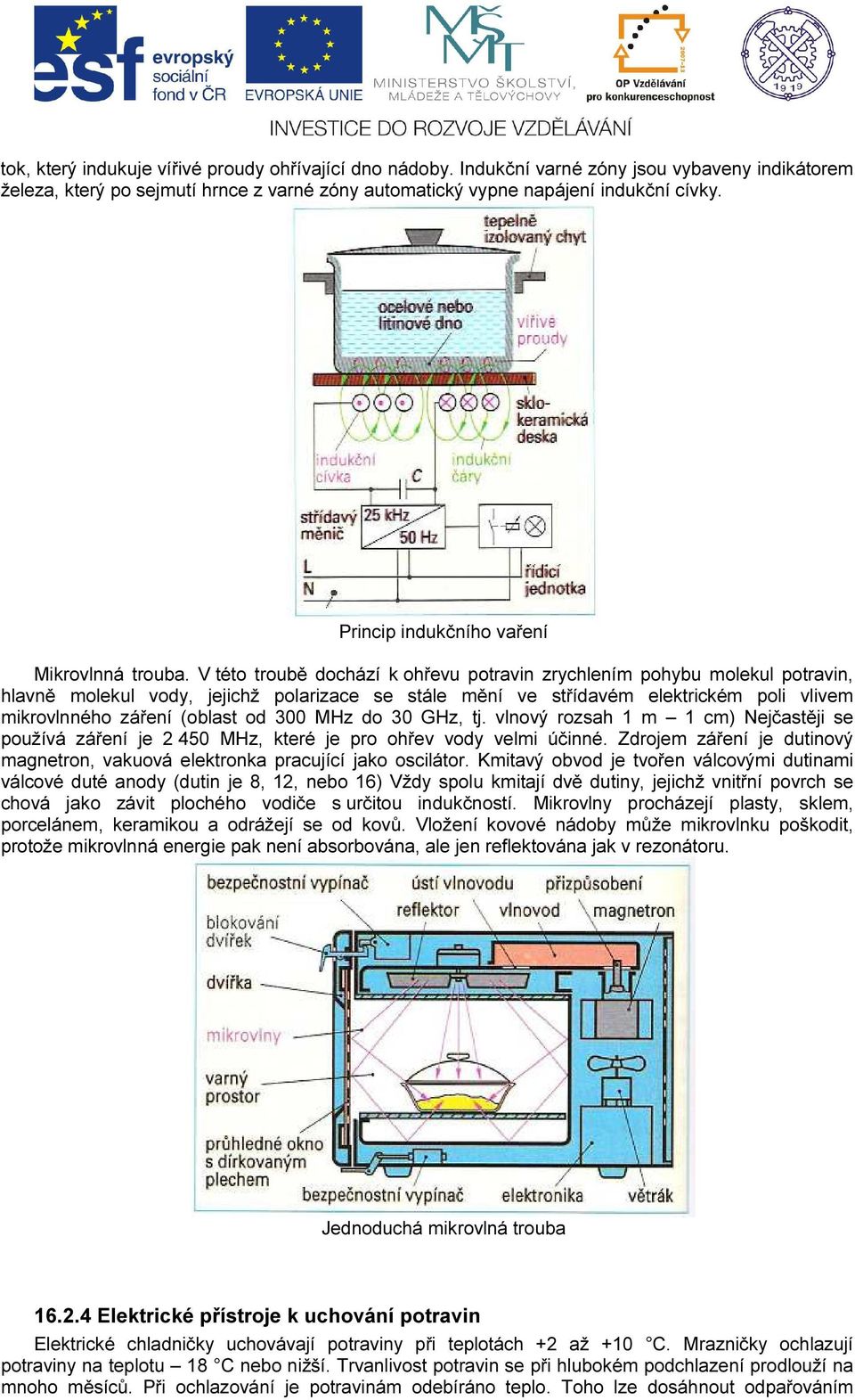 V této troubě dochází k ohřevu potravin zrychlením pohybu molekul potravin, hlavně molekul vody, jejichž polarizace se stále mění ve střídavém elektrickém poli vlivem mikrovlnného záření (oblast od