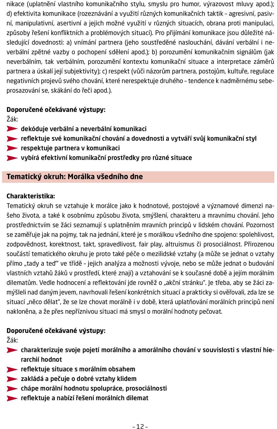 způsoby řešení konfliktních a problémových situací).