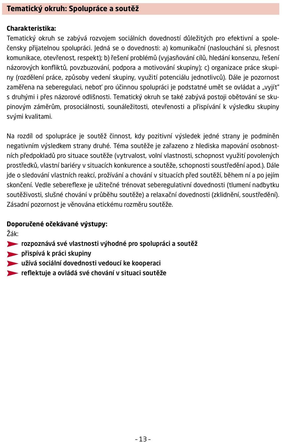 podpora a motivování skupiny); c) organizace práce skupiny (rozdělení práce, způsoby vedení skupiny, využití potenciálu jednotlivců).