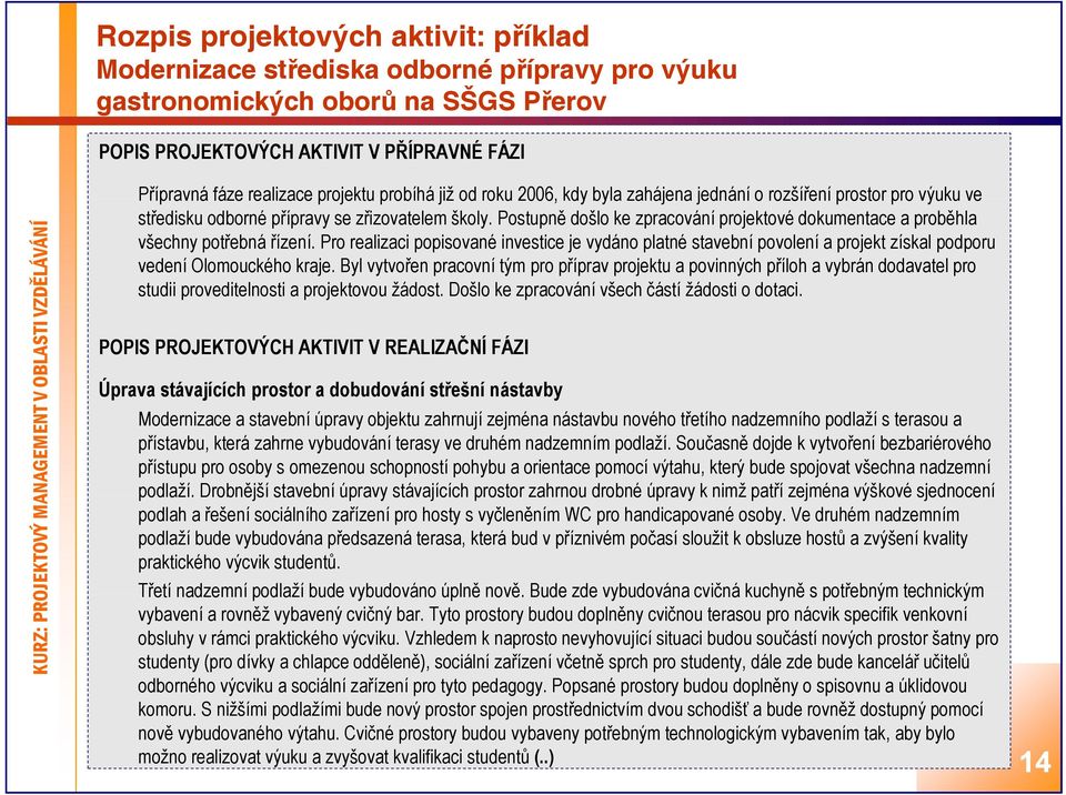 Postupně došlo ke zpracování projektové dokumentace a proběhla všechny potřebná řízení.