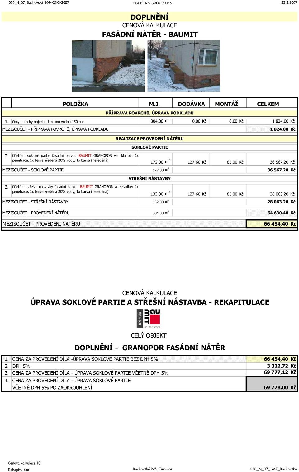 SOKLOVÉ PARTIE 172,00 m 2 36 567,20 Kč 3.