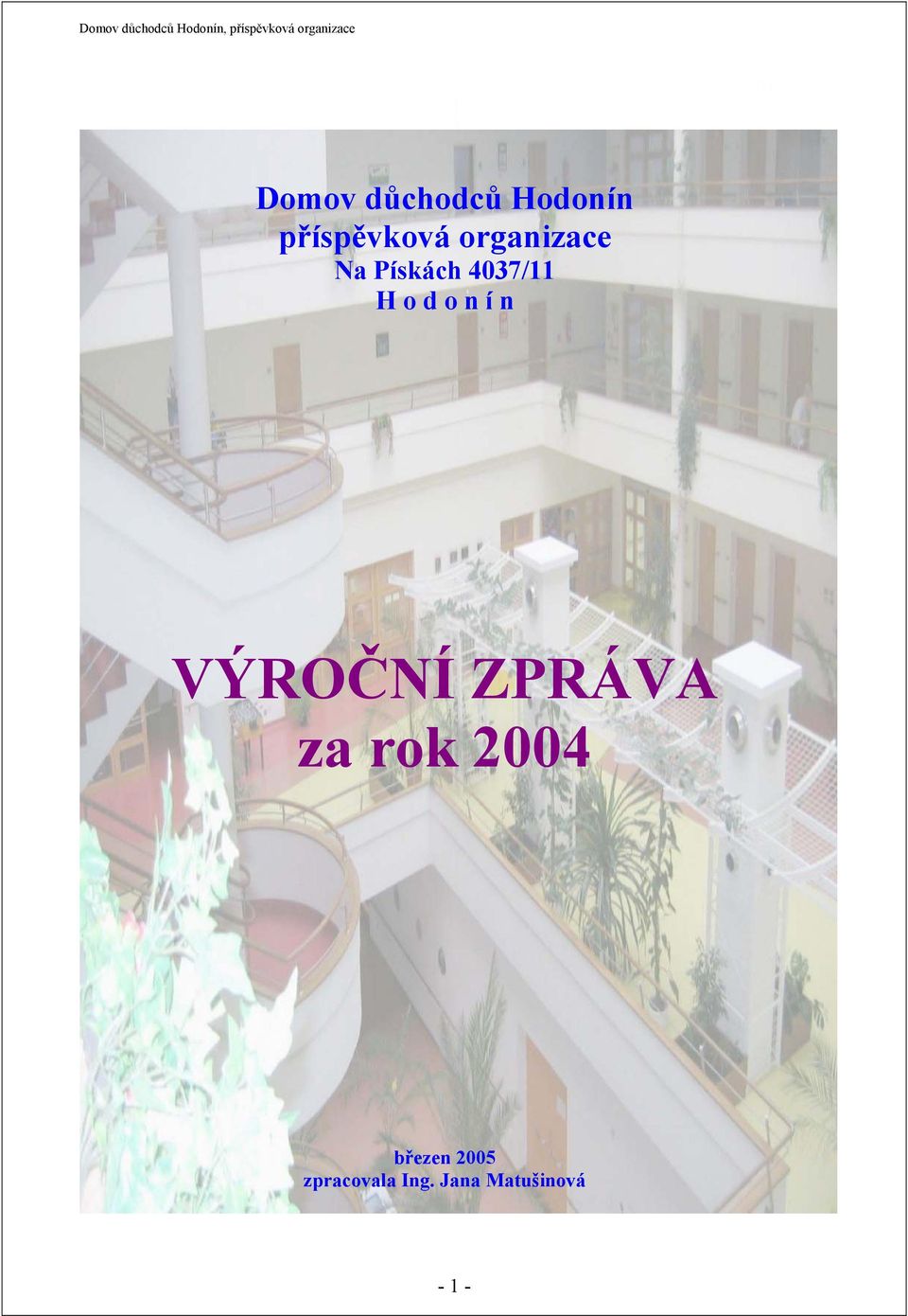 n í n VÝROČNÍ ZPRÁVA za rok 2004