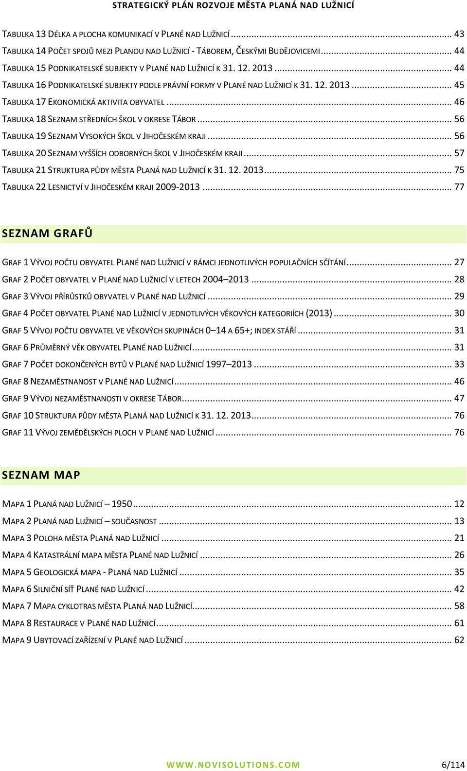 .. 46 TABULKA 18 SEZNAM STŘEDNÍCH ŠKOL V OKRESE TÁBOR... 56 TABULKA 19 SEZNAM VYSOKÝCH ŠKOL V JIHOČESKÉM KRAJI... 56 TABULKA 20 SEZNAM VYŠŠÍCH ODBORNÝCH ŠKOL V JIHOČESKÉM KRAJI.