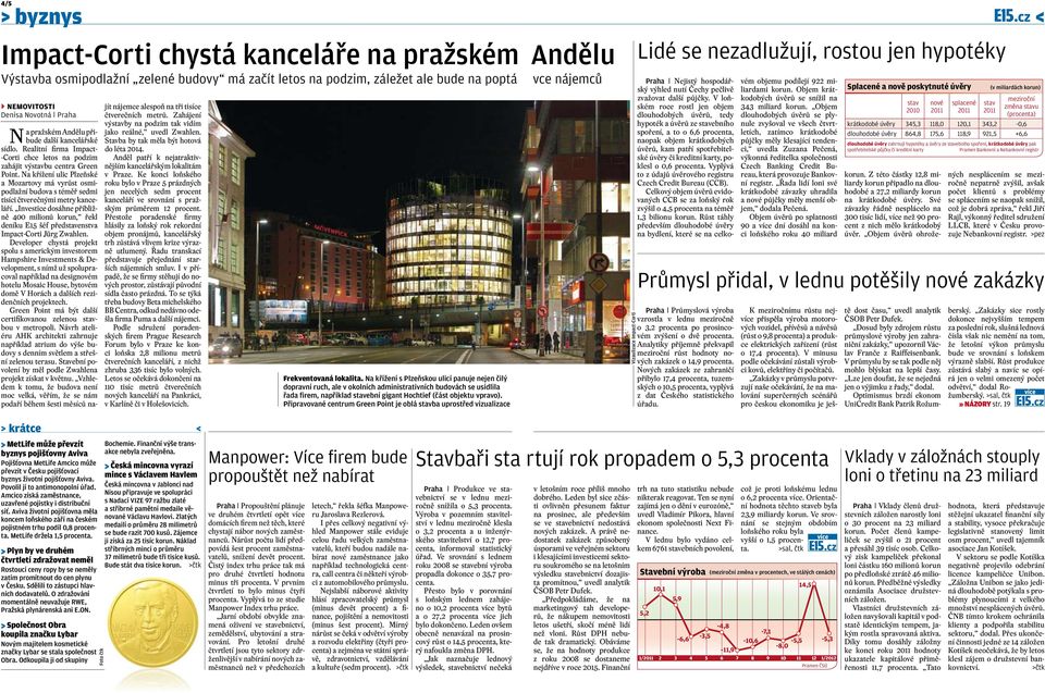 Na křížení ulic Plzeňské a Mozartovy má vyrůst osmipodlažní budova s téměř sedmi tisíci čtverečnými metry kanceláří.
