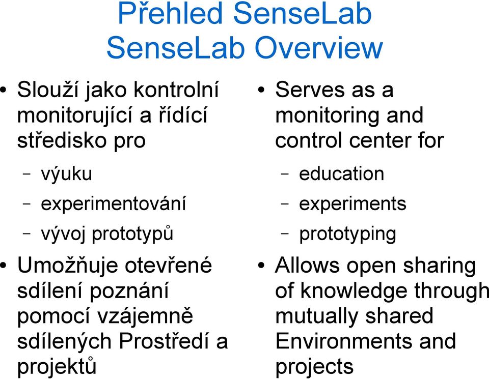 vývoj prototypů prototyping Umožňuje otevřené sdílení poznání pomocí vzájemně sdílených