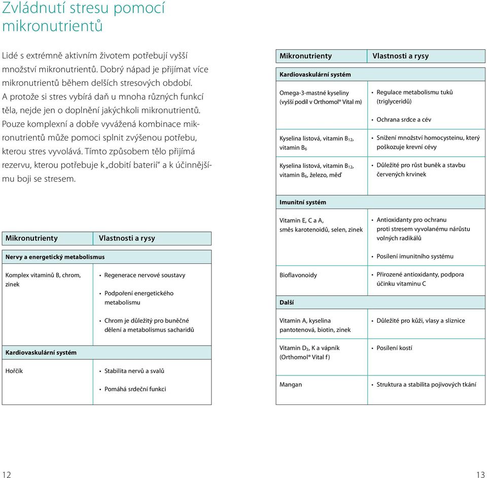 Pouze komplexní a dobře vyvážená kombinace mikronutrientů může pomoci splnit zvýšenou potřebu, kterou stres vyvolává.