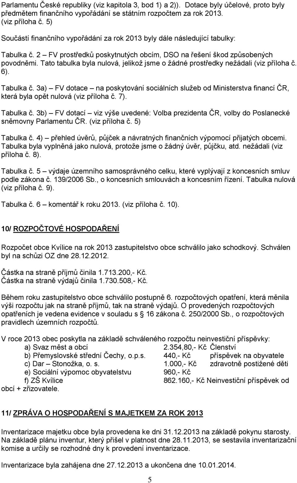 Tato tabulka byla nulová, jelikož jsme o žádné prostředky nežádali (viz příloha č. 6). Tabulka č.