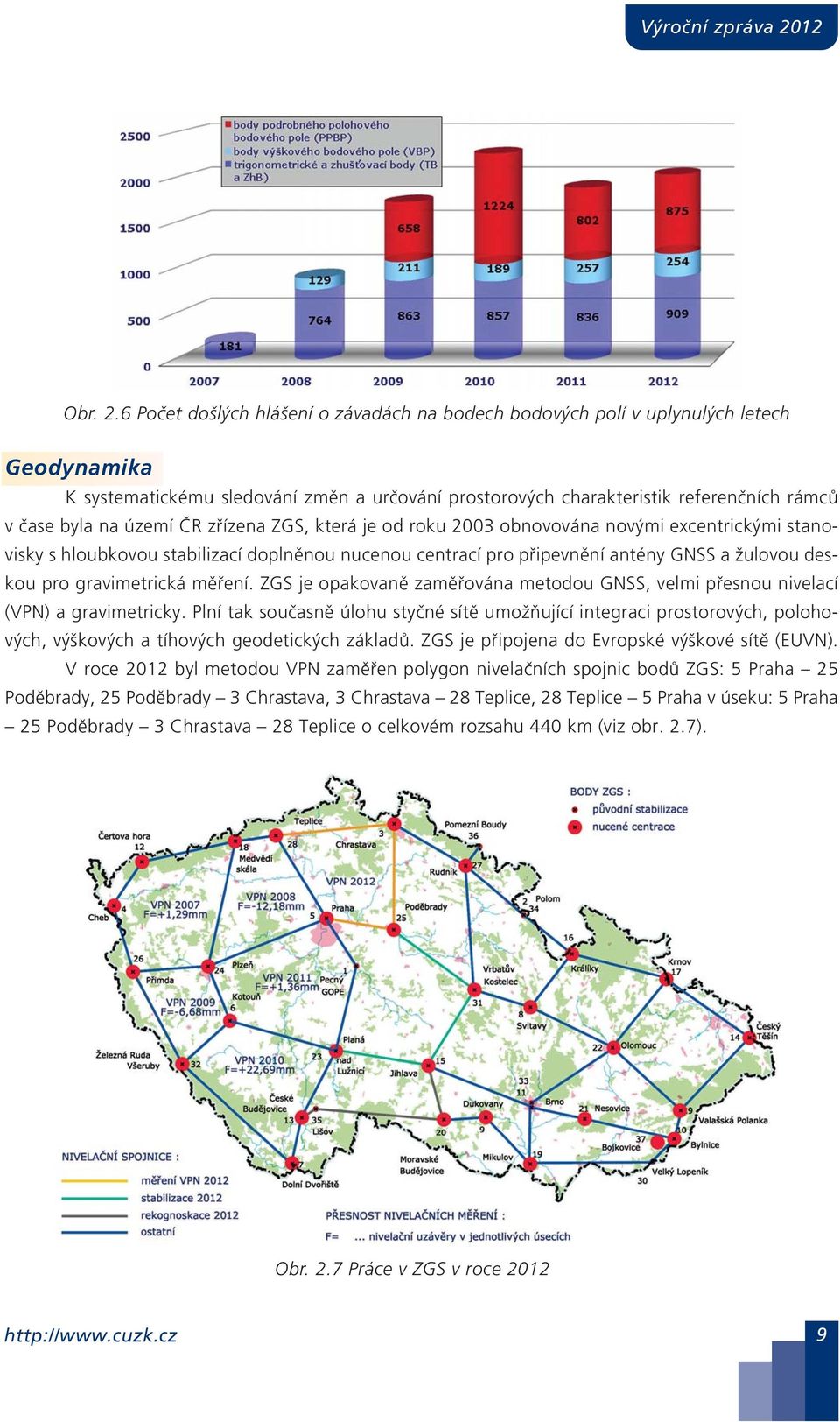 území ČR zřízena ZGS, která je od roku 2003 obnovována novými ecentrickými stanovisky s hloubkovou stabilizací doplněnou nucenou centrací pro připevnění antény GNSS a žulovou deskou pro gravimetrická