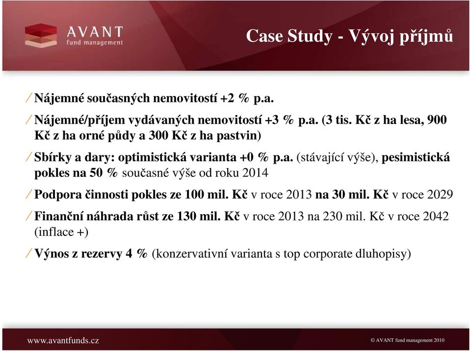 Kč v roce 2013 na 30 mil. Kč v roce 2029 Finanční náhrada růst ze 130 mil. Kč v roce 2013 na 230 mil.