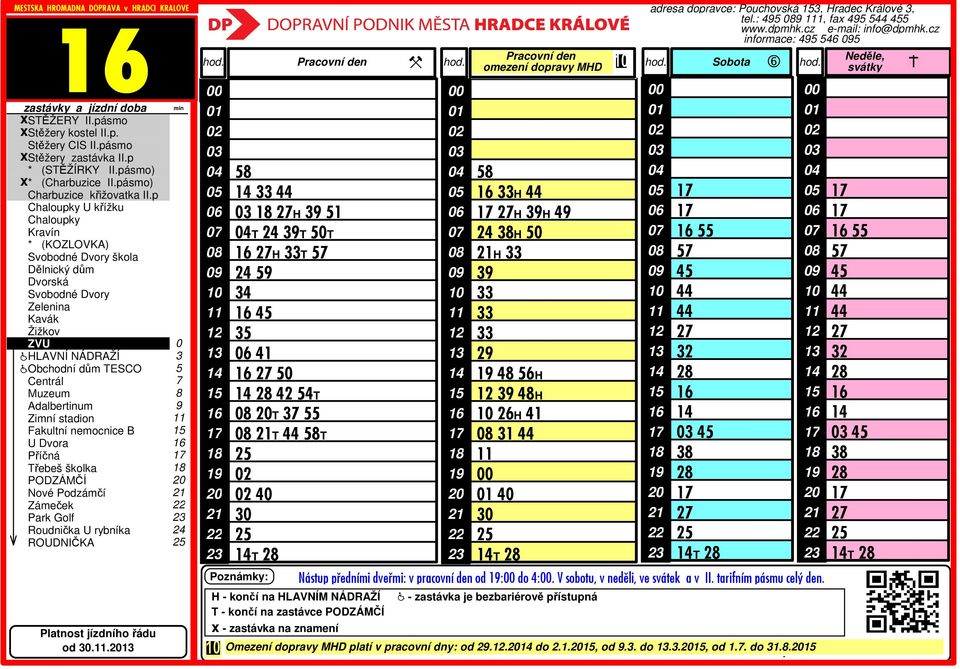 dopravce: Pouchovská, Hradec Králové, tel.