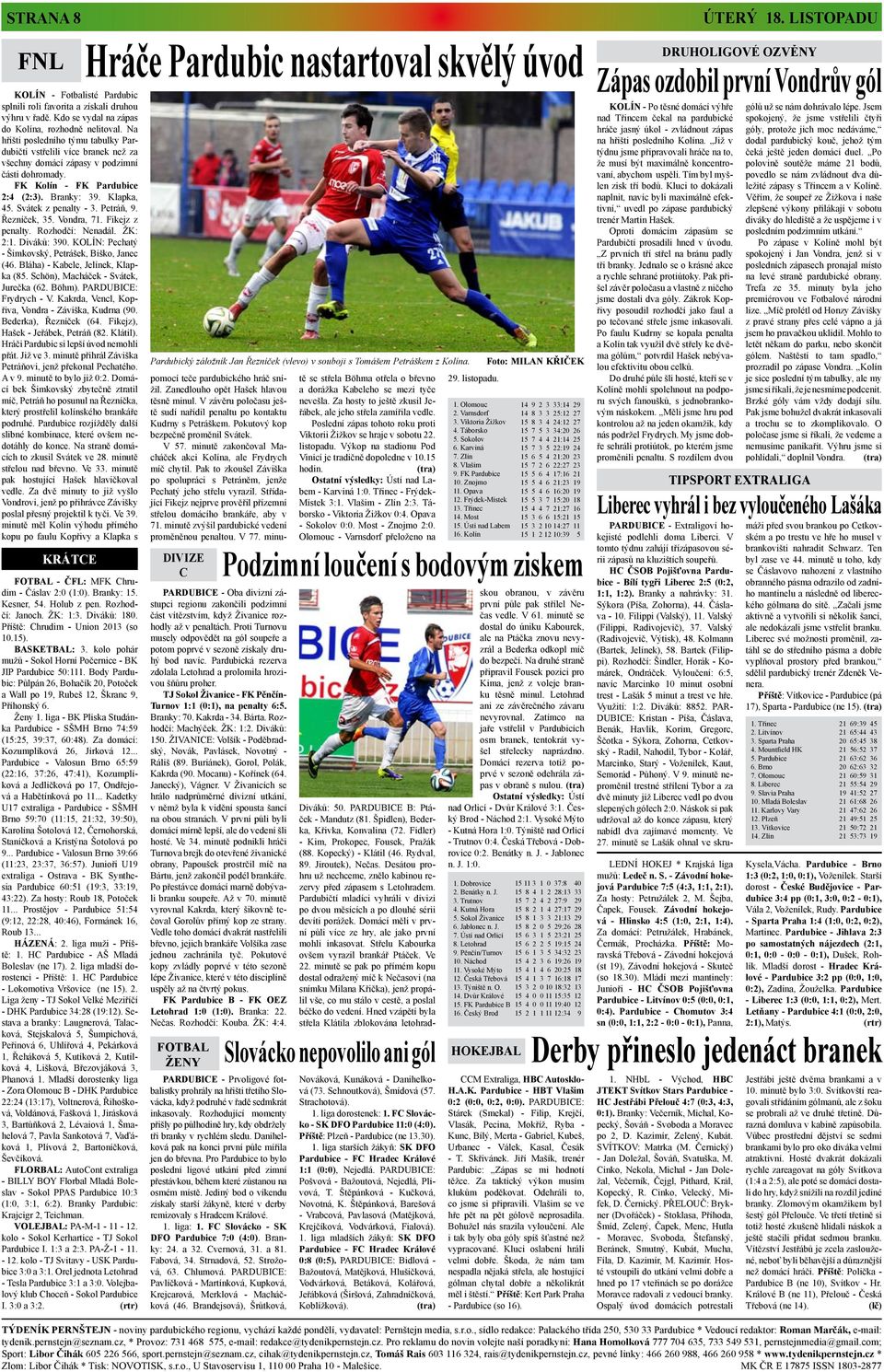 Svátek z penalty - 3. Petráň, 9. Řezníček, 35. Vondra, 71. Fikejz z penalty. Rozhodčí: Nenadál. ŽK: 2:1. Diváků: 390. KOLÍN: Pechatý - Šimkovský, Petrášek, Biško, Janec (46.
