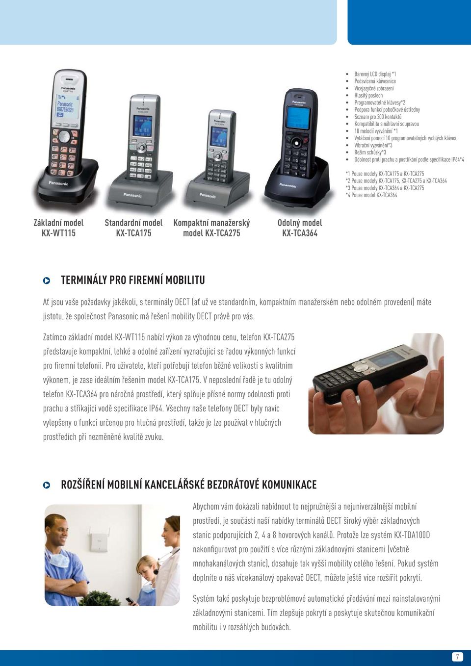 KX-TCA175 a KX-TCA275 *2 Pouze modely KX-TCA175, KX-TCA275 a KX-TCA364 *3 Pouze modely KX-TCA364 a KX-TCA275 *4 Pouze model KX-TCA364 Základní model KX-WT115 Standardní model KX-TCA175 Kompaktní