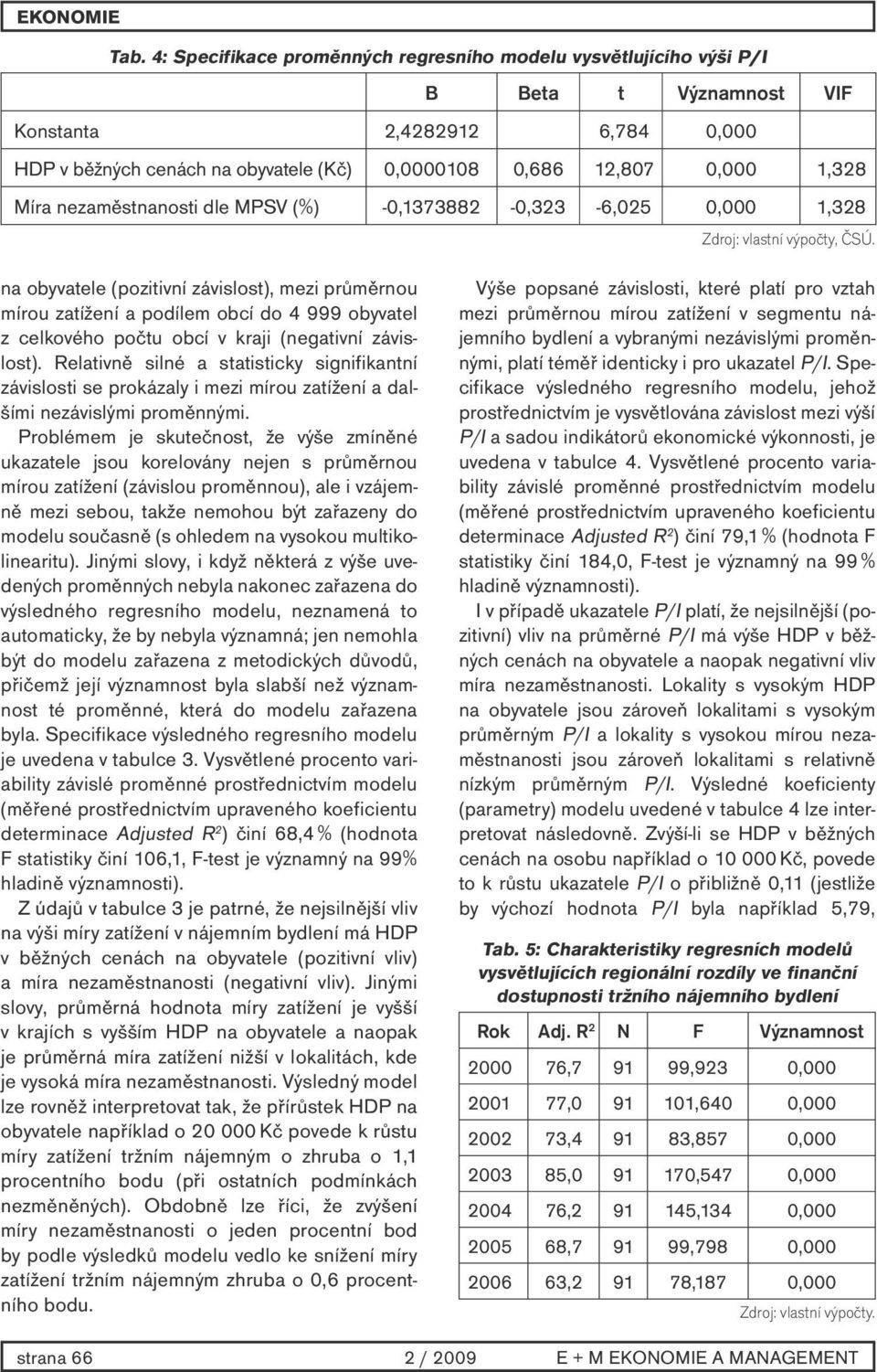na obyvatele (pozitivní závislost), mezi průměrnou mírou zatížení a podílem obcí do 4 999 obyvatel z celkového počtu obcí v kraji (negativní závislost).