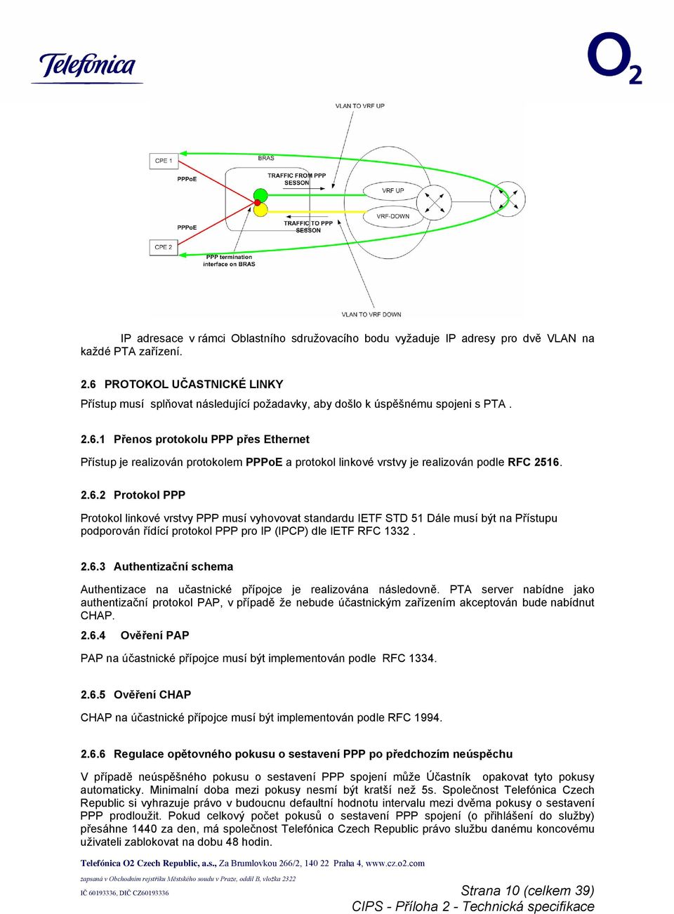 2.6.2 Protokol PPP Protokol linkové vrstvy PPP musí vyhovovat standardu IETF STD 51 Dále musí být na Přístupu podporován řídící protokol PPP pro IP (IPCP) dle IETF RFC 1332. 2.6.3 Authentizační schema Authentizace na učastnické přípojce je realizována následovně.