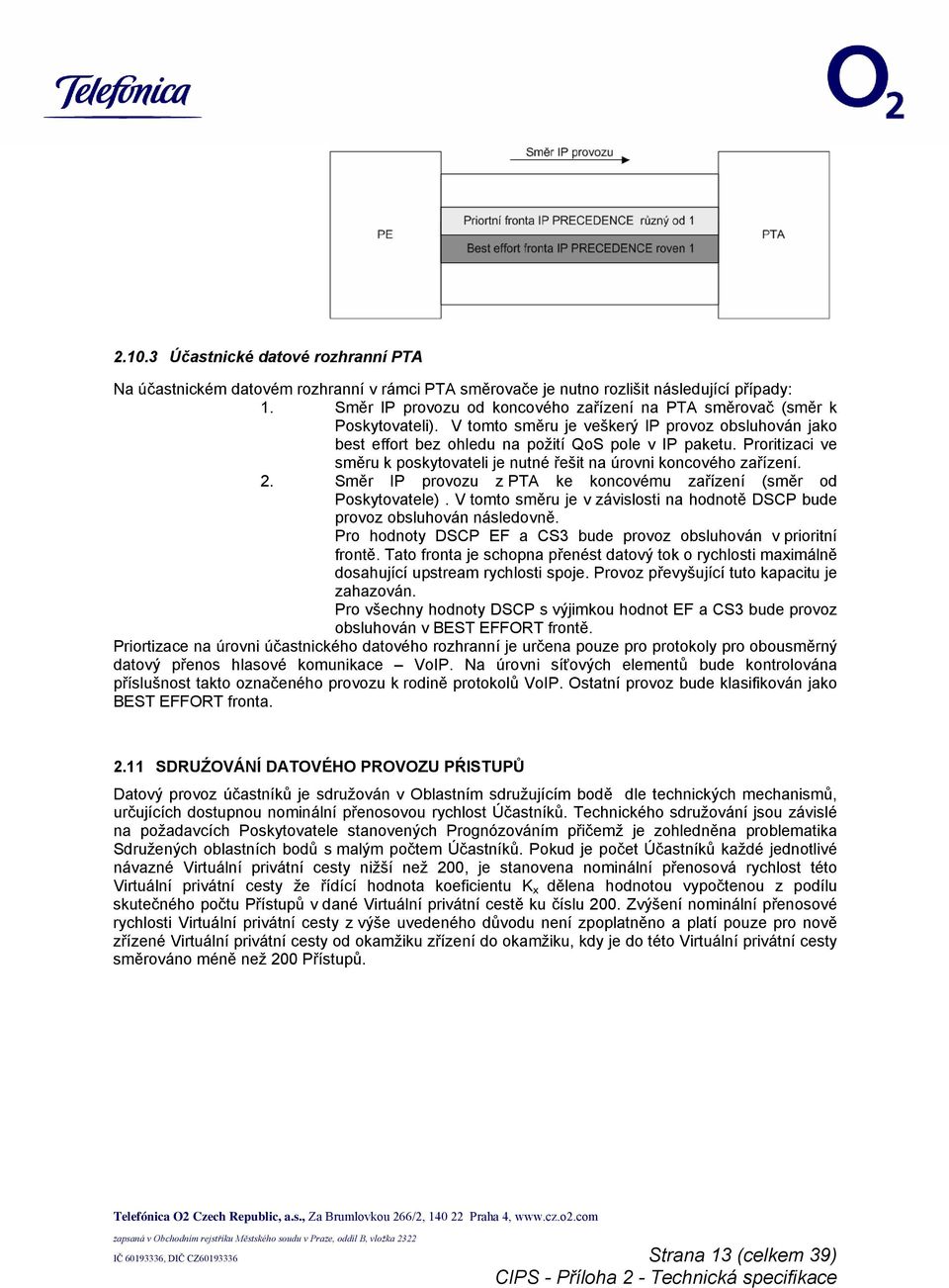 Proritizaci ve směru k poskytovateli je nutné řešit na úrovni koncového zařízení. 2. Směr IP provozu z PTA ke koncovému zařízení (směr od Poskytovatele).
