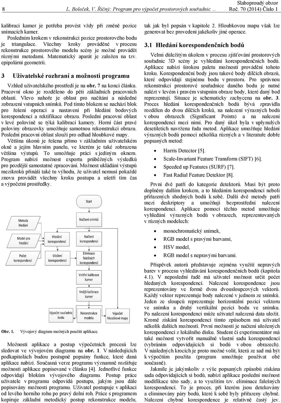 Matematický aparát je založen na tzv. epipolární geometrii. 3 Uživatelské rozhraní a možnosti programu Vzhled uživatelského prostředí je na obr. 7 na konci článku.