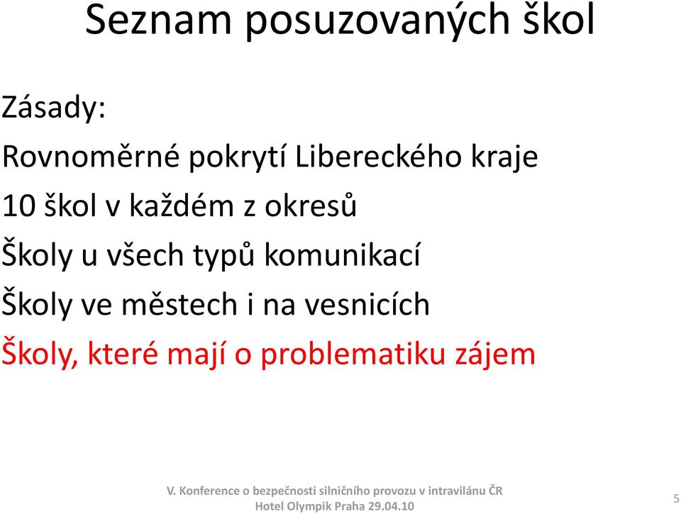 okresů Školy u všech typů komunikací Školy ve