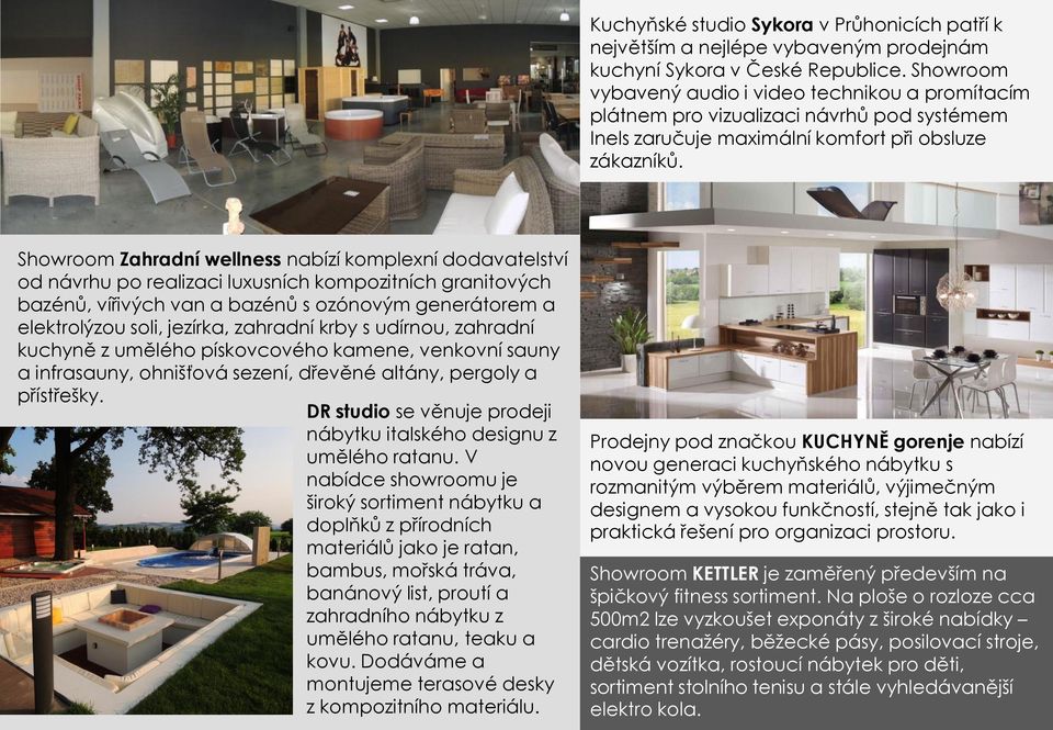 Showroom Zahradní wellness nabízí komplexní dodavatelství od návrhu po realizaci luxusních kompozitních granitových bazénů, vířivých van a bazénů s ozónovým generátorem a elektrolýzou soli, jezírka,