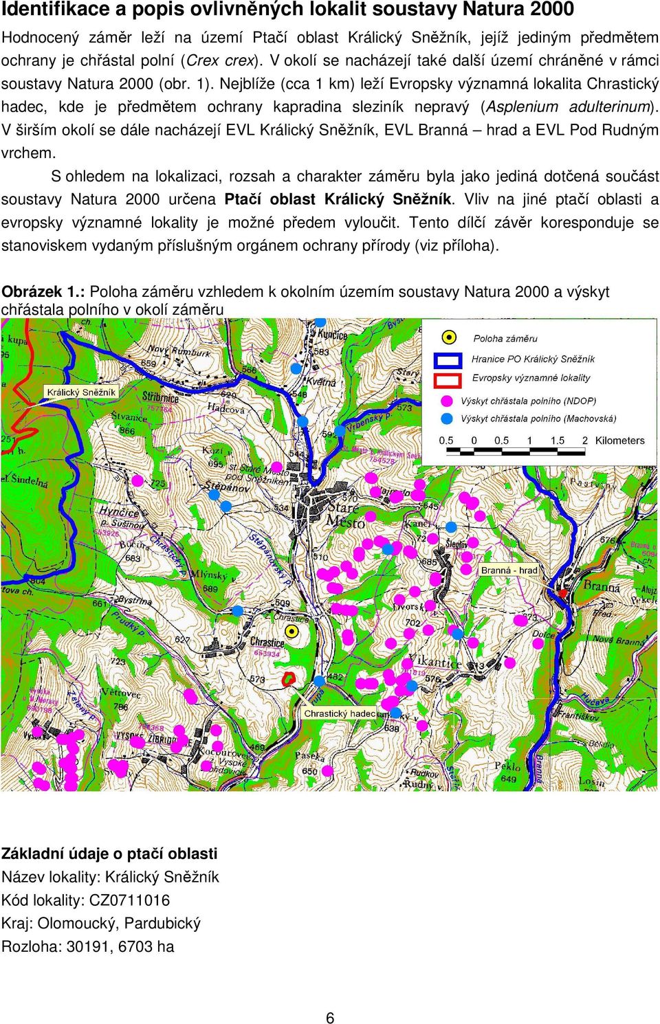Nejblíže (cca 1 km) leží Evropsky významná lokalita Chrastický hadec, kde je předmětem ochrany kapradina sleziník nepravý (Asplenium adulterinum).
