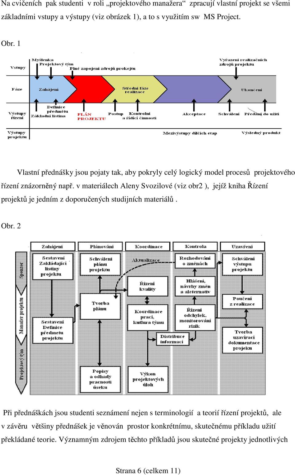 v materiálech Aleny Svozilové (viz obr2 ), jejíž kniha Řízení projektů je jedním z doporučených studijních materiálů. Obr.