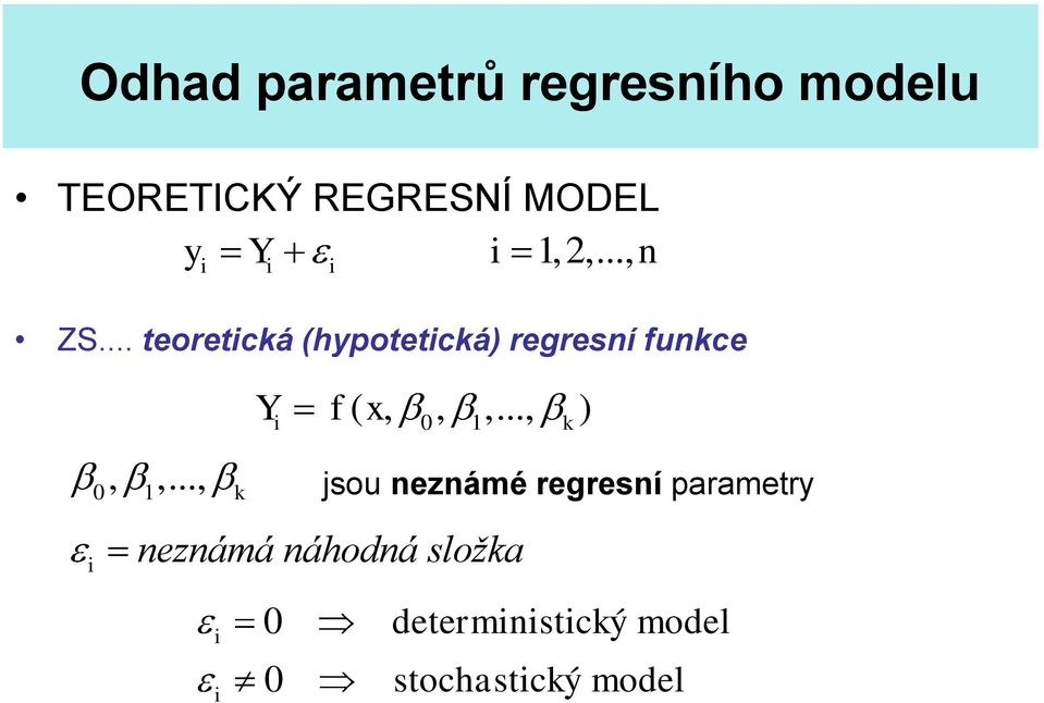 .. teoretcká (hypotetcká) regresí fukce Y f ( x,,,.