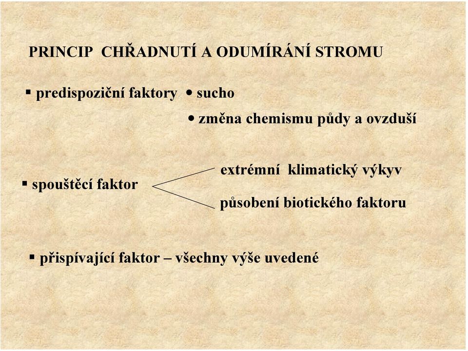 spouštěcí faktor extrémní klimatický výkyv působení