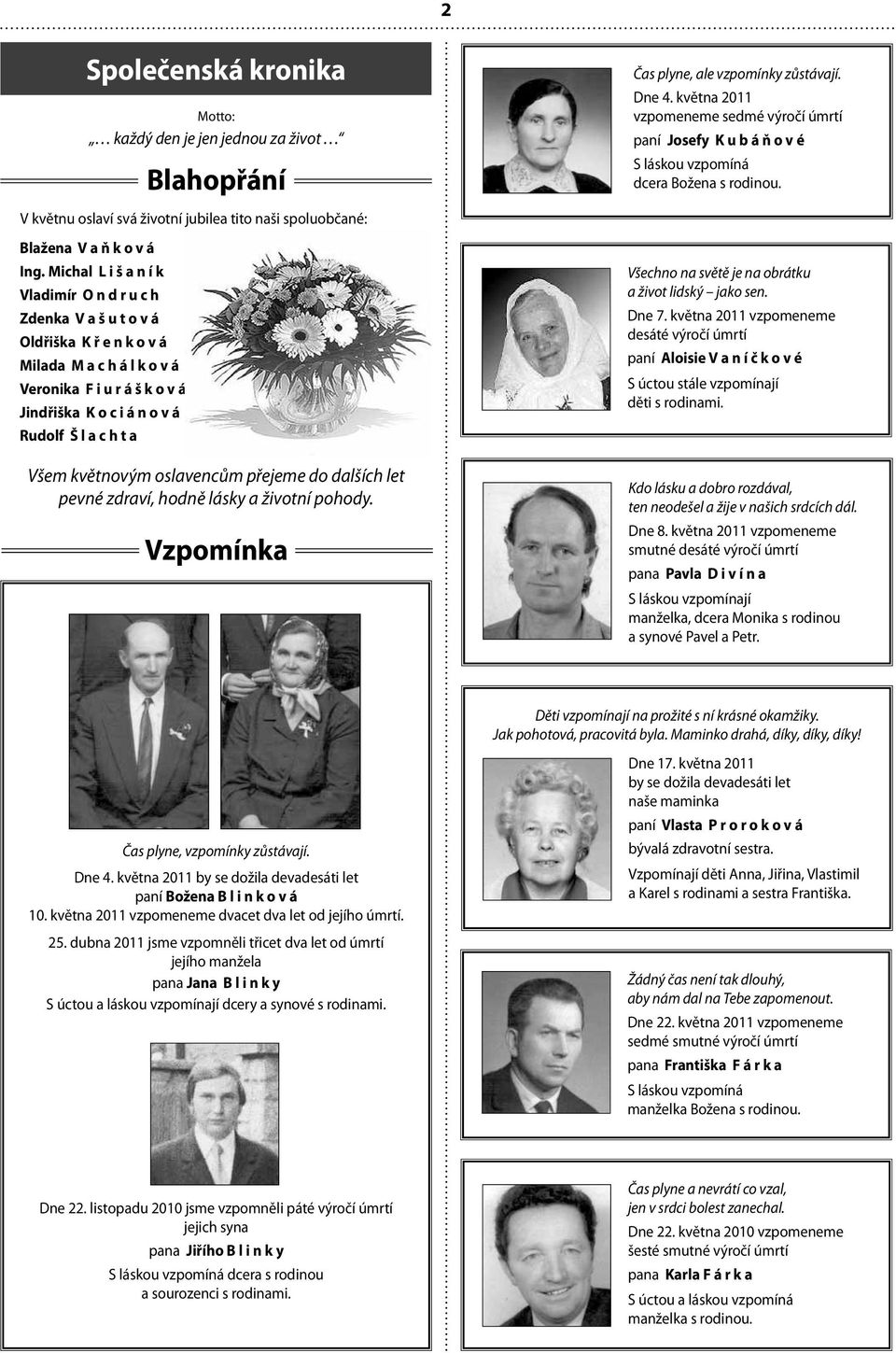Michal L i š a n í k Vladimír O n d r u c h Zdenka V a š u t o v á Oldřiška K ř e n k o v á Milada M a c h á l k o v á Veronika F i u r á š k o v á Jindřiška K o c i á n o v á Rudolf Š l a c h t a