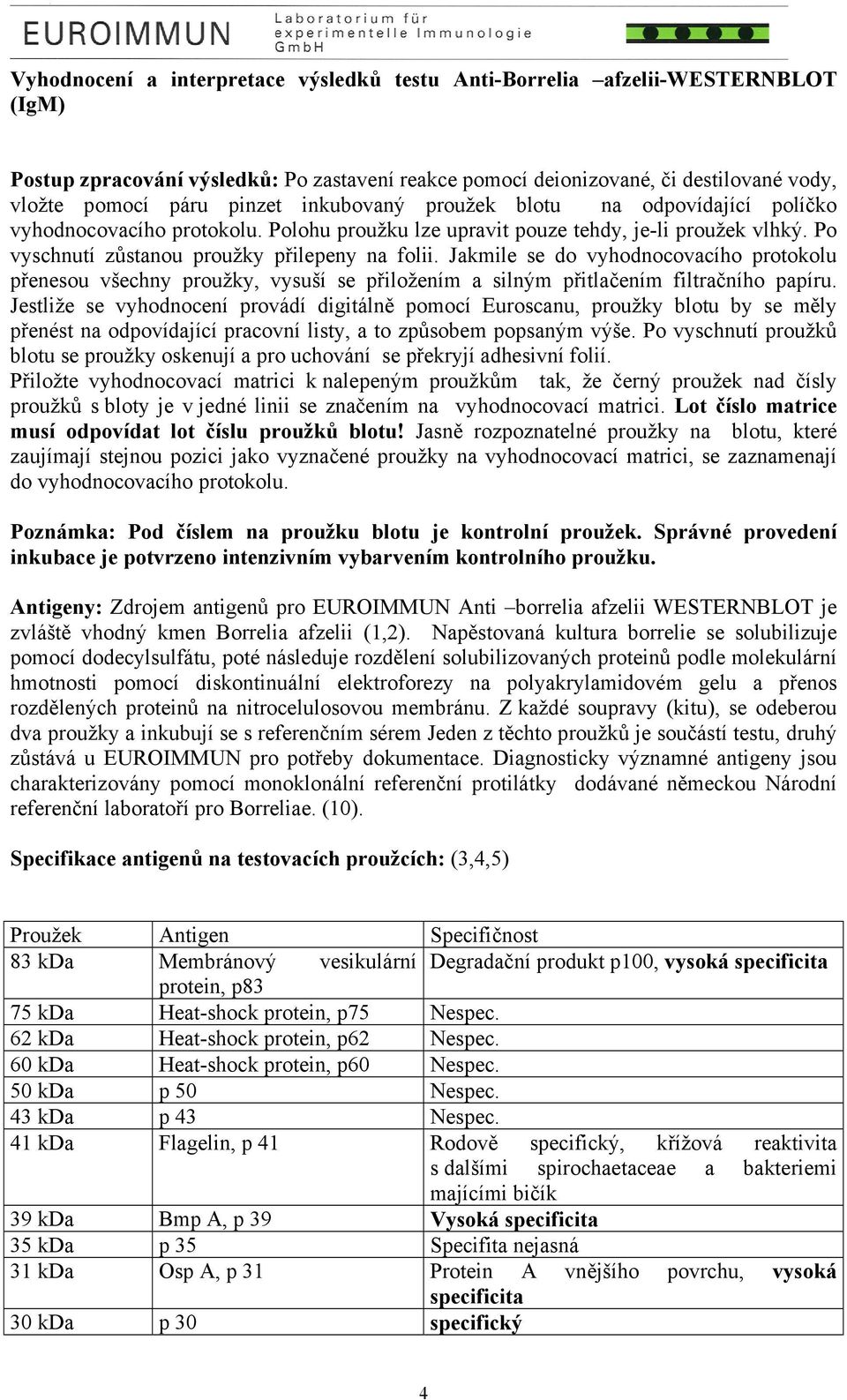 Jakmile se do vyhodnocovacího protokolu přenesou všechny proužky, vysuší se přiložením a silným přitlačením filtračního papíru.