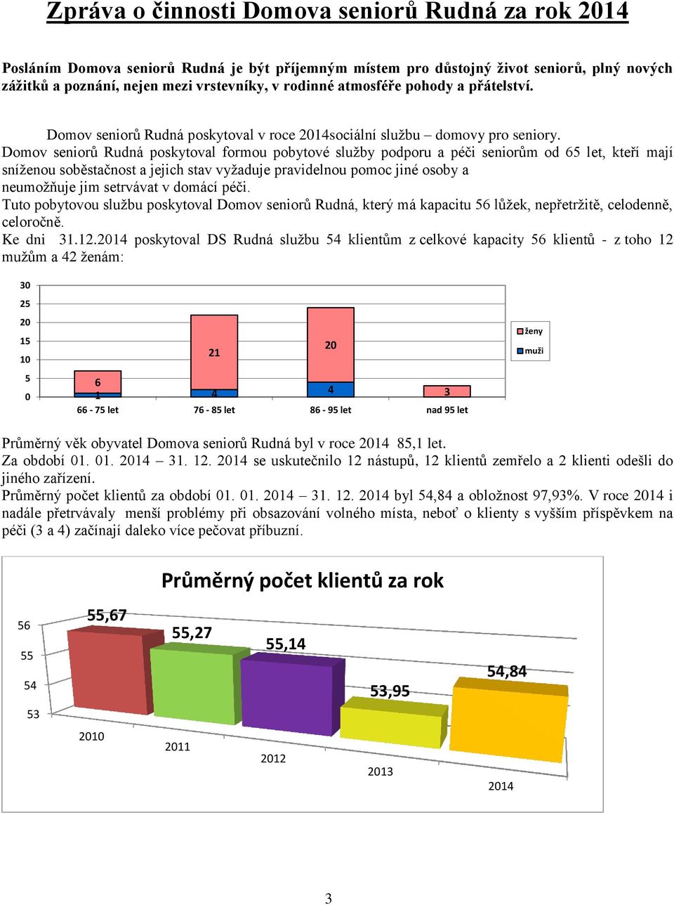 Domov seniorů Rudná poskytoval formou pobytové služby podporu a péči seniorům od 65 let, kteří mají sníženou soběstačnost a jejich stav vyžaduje pravidelnou pomoc jiné osoby a neumožňuje jim