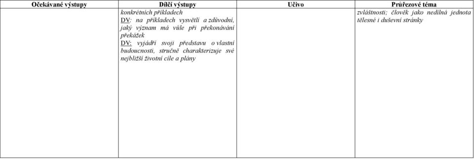 vyjádří svoji představu o vlastní budoucnosti, stručně charakterizuje své nejbližší