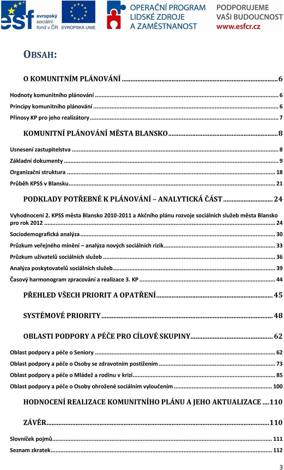 KPSS města Blansko 2010-2011 a Akčního plánu rozvoje sociálních služeb města Blansko pro rok 2012... 24 Sociodemografická analýza... 30 Průzkum veřejného mínění analýza nových sociálních rizik.