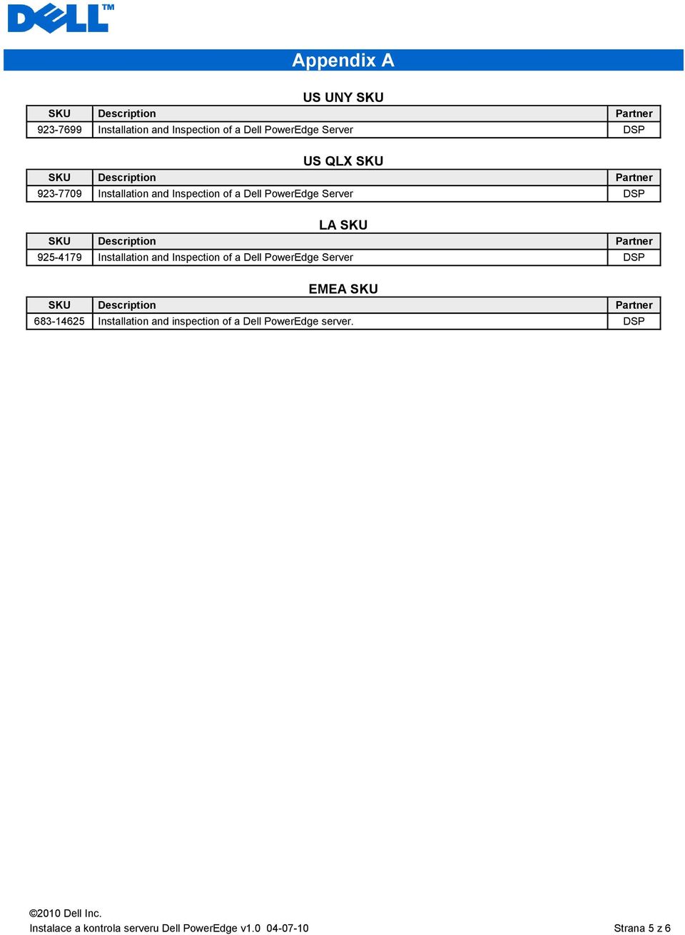 Installation and Inspection of a Dell PowerEdge Server DSP EMEA SKU 683-14625 Installation and