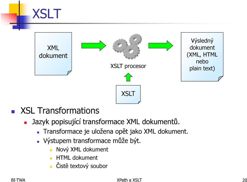 Transformace je uložena opět jako XML dokument.