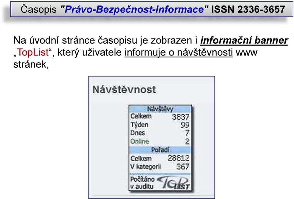 zobrazen i informační banner TopList, který