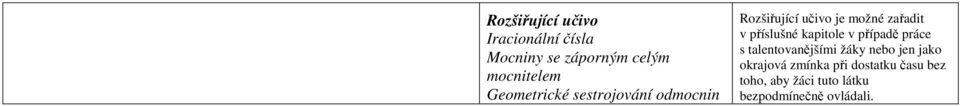příslušné kapitole v případě práce s talentovanějšími žáky nebo jen jako