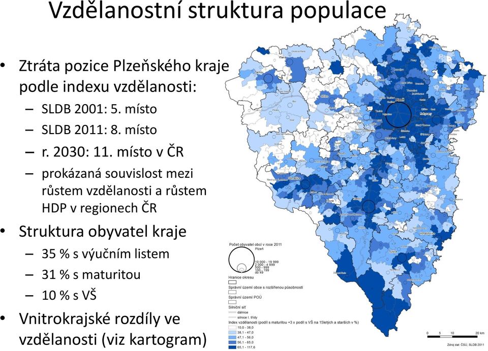 místo v ČR prokázaná souvislost mezi růstem vzdělanosti a růstem HDP v regionech ČR