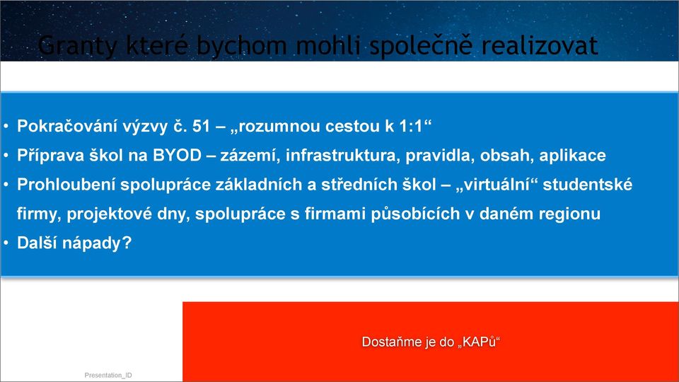 obsah, aplikace Prohloubení spolupráce základních a středních škol virtuální