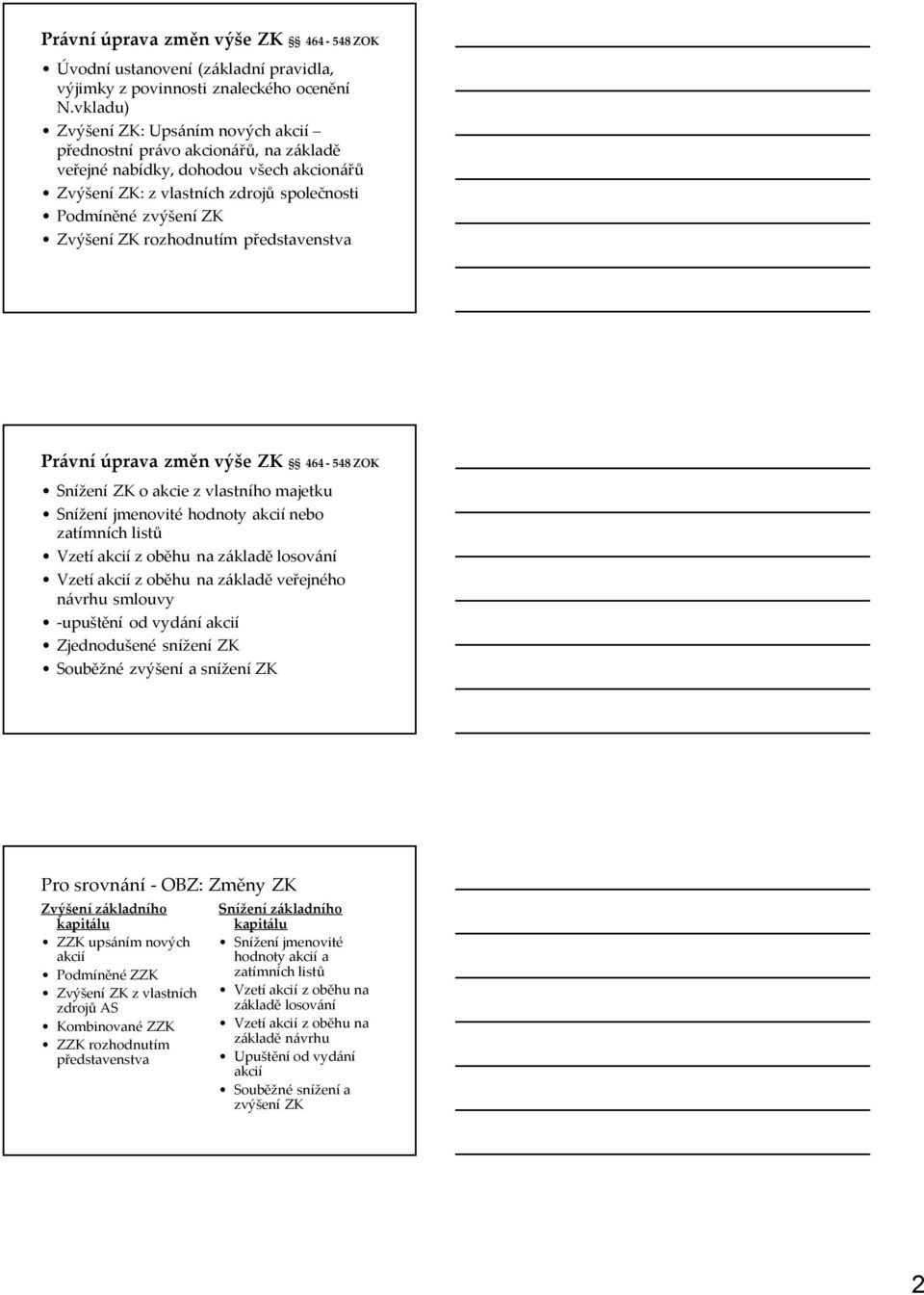 rozhodnutím představenstva Právní úprava změn výše ZK 464-548 ZOK Snížení ZK o akcie z vlastního majetku Snížení jmenovité hodnoty akcií nebo zatímních listů Vzetí akcií z oběhu na základě losování