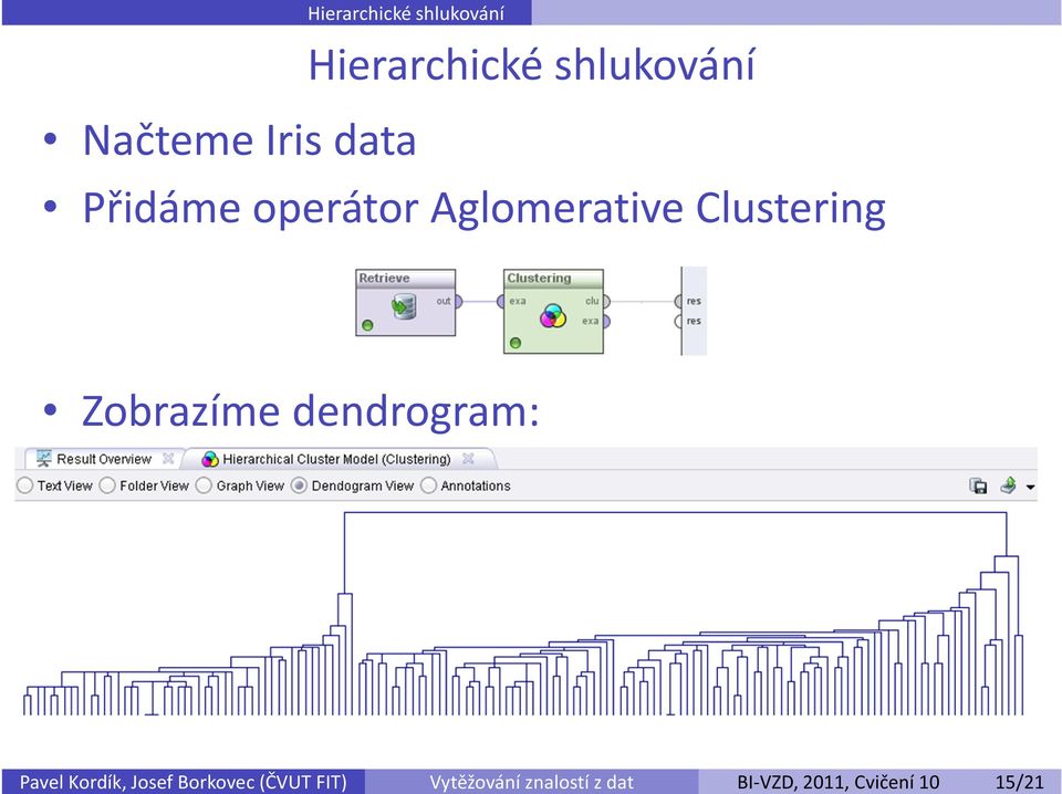 Hierarchické shlukování Hierarchické shlukování Načteme