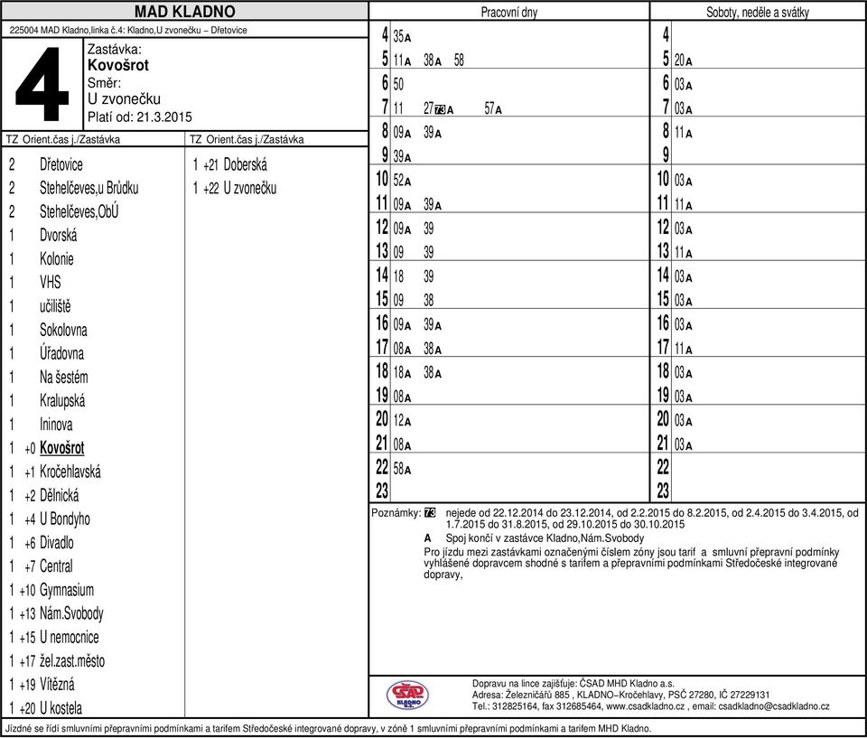 město 1 +1 Vítězná 1 + U kostela 1 + Doberská 1 + 3A A 3A 6 0 2 3A A 0A 3A 3A 2A 0A 3A 0A 3 0 3 1 1 3 1 0 3 0A 3A 0A 3A 1 1A 3A 1 0A A 0A A Adresa: Železničářů, KLADNO