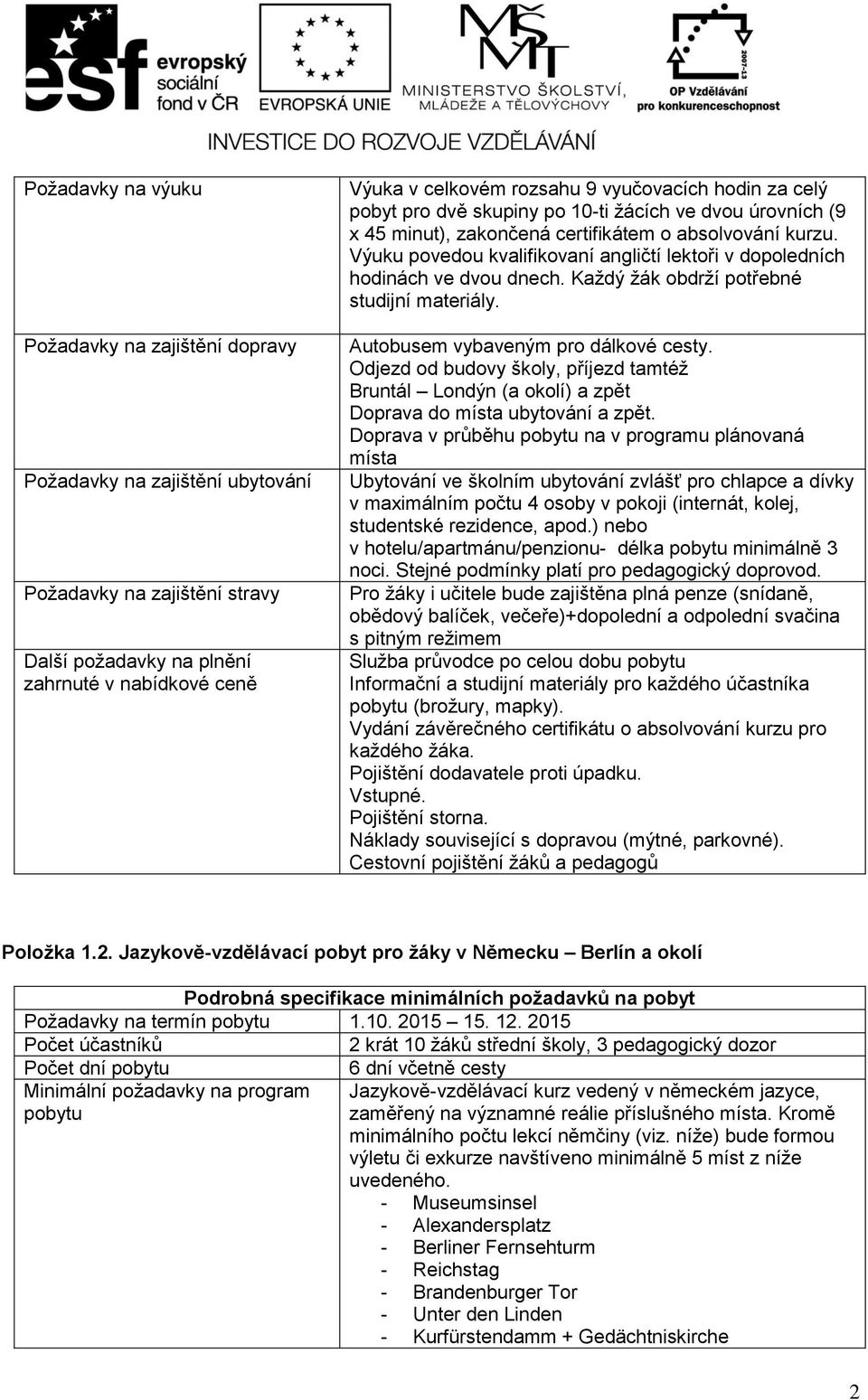 Výuku povedou kvalifikovaní angličtí lektoři v dopoledních hodinách ve dvou dnech. Každý žák obdrží potřebné studijní materiály. Autobusem vybaveným pro dálkové cesty.