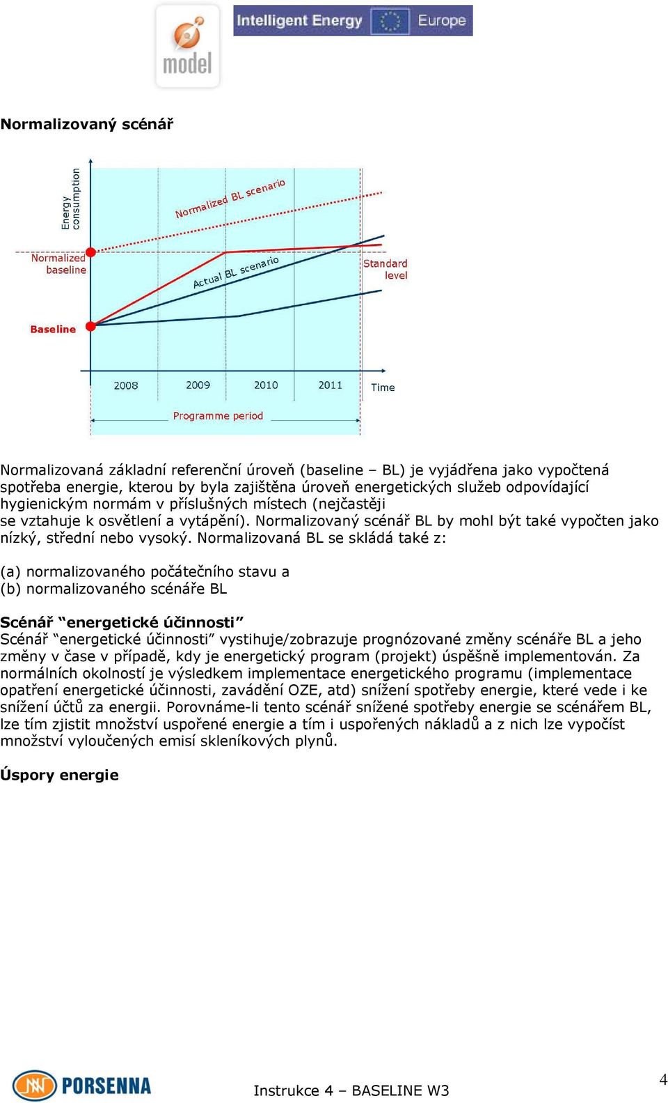 Normalizovaná BL se skládá také z: (a) normalizovaného počátečního stavu a (b) normalizovaného scénáře BL Scénář energetické účinnosti Scénář energetické účinnosti vystihuje/zobrazuje prognózované