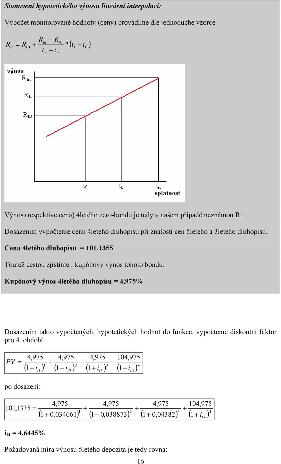 Cena 4letého dluhopisu = 0,355 Toutéž cestou zjistíme i kupónový výnos tohoto bondu.