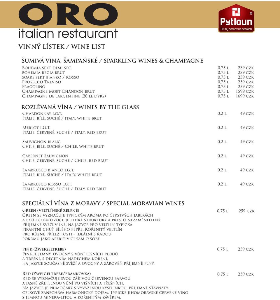 E GLASS Chardonnay i.g.t. Itálie, bílé, suché / italy, white brut Merlot I.G.T.