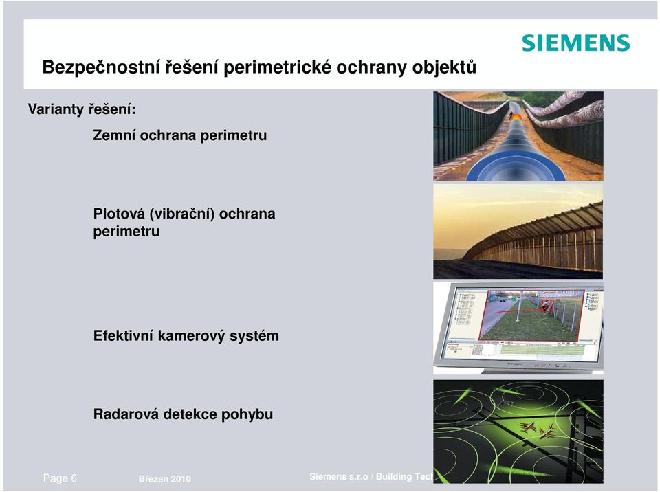 perimetru Efektivní kamerový systém Radarová detekce pohybu