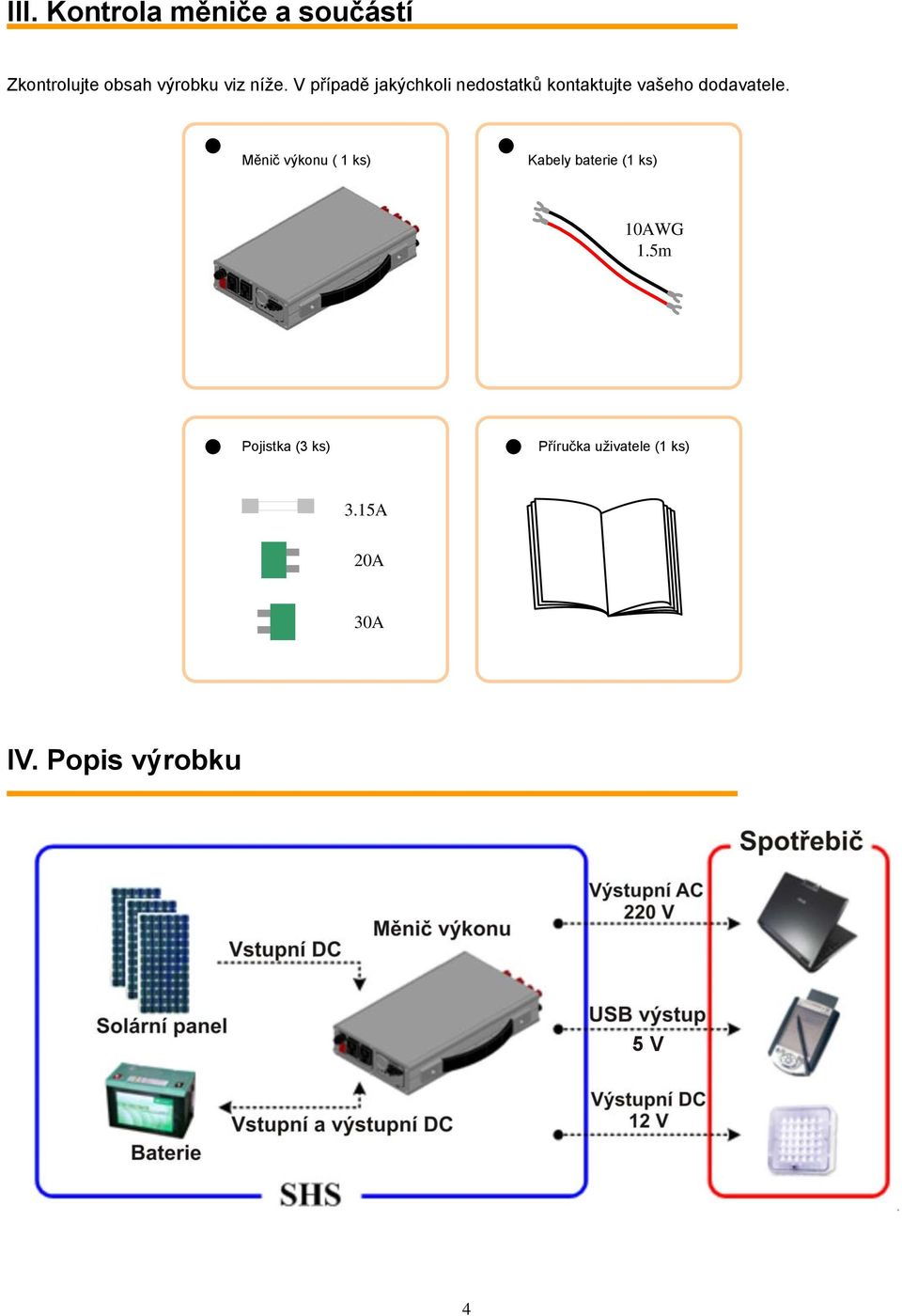 Power Converter (1PCS) Měnič výkonu ( 1 ks) Battery Cord (1PCS) Kabely baterie (1