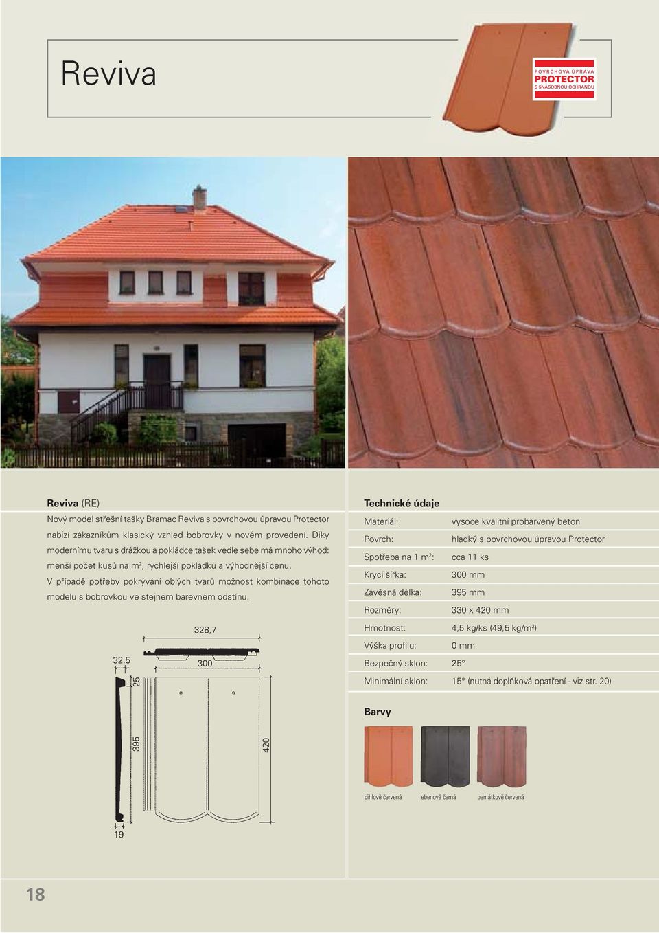 V případě potřeby pokrývání oblých tvarů možnost kombinace tohoto modelu s bobrovkou ve stejném barevném odstínu.