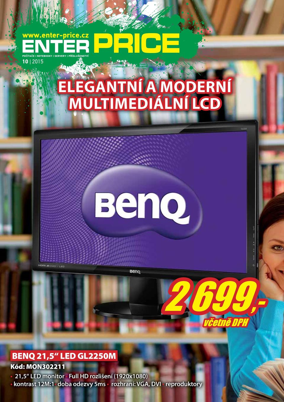 21,5 LED monitor Full HD rozlišení (1920x1080)