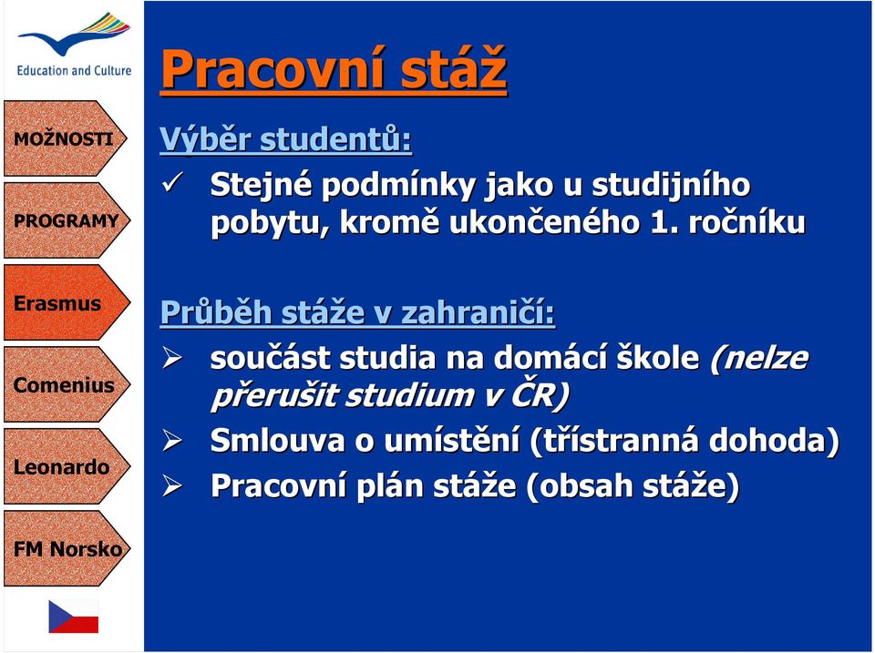 ročníku Průběh stáže v zahraničí: součást studia na domácí škole