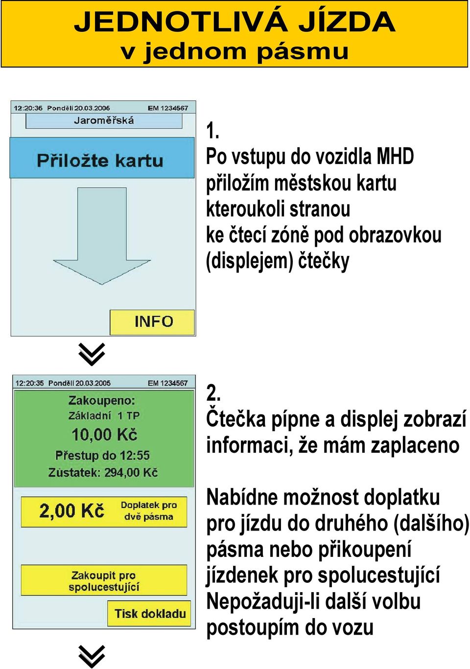 obrazovkou (displejem) čtečky 2.